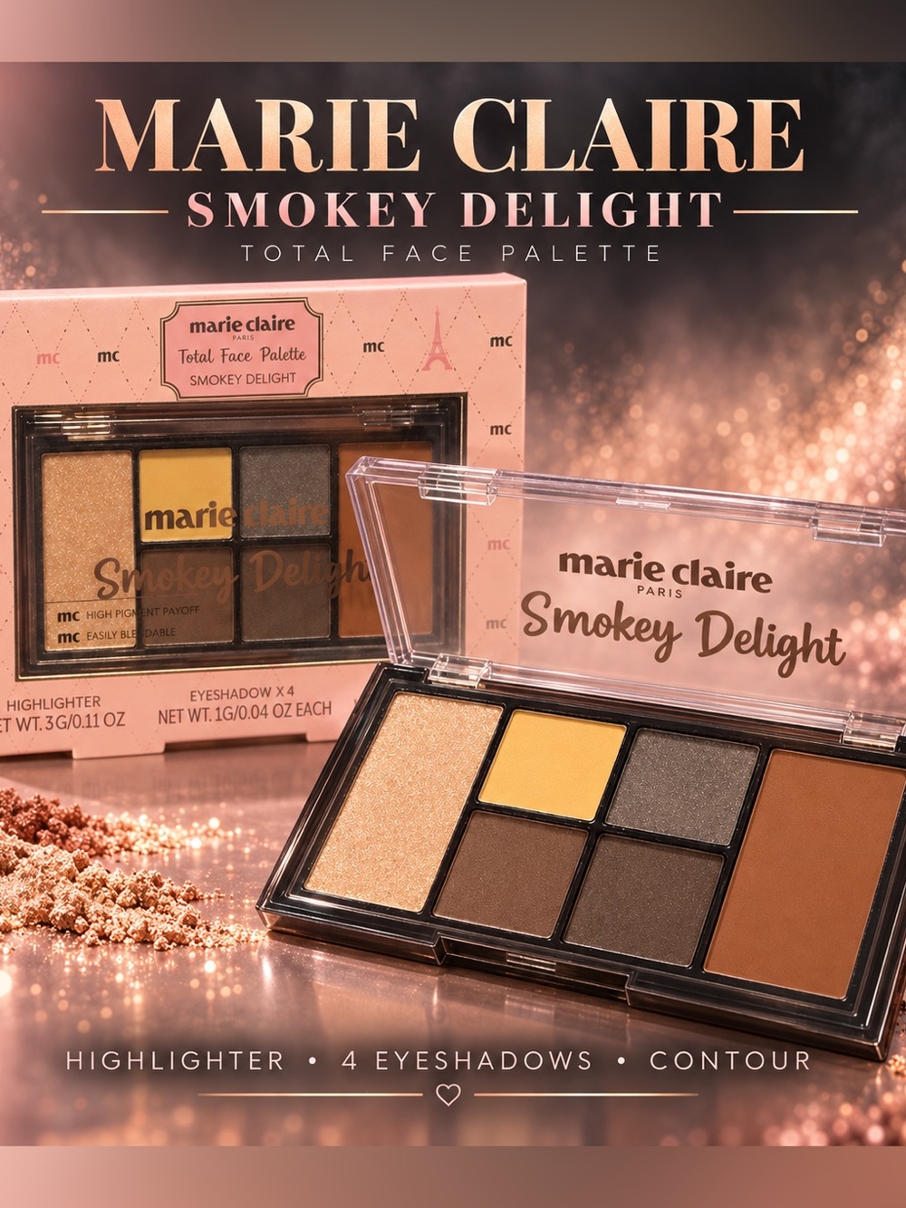 Smokey Delight Eyeshadow Palette - Brown & Gold
